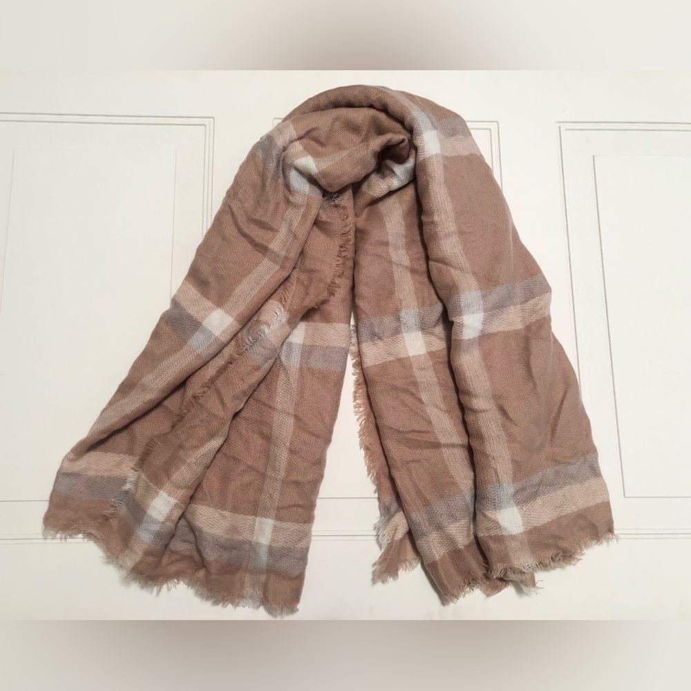 Lauren Conrad Pink Plaid Scarf Shawl